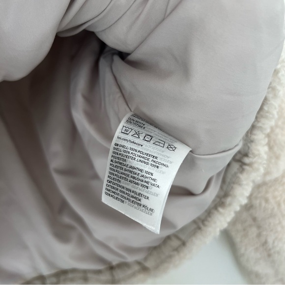 H&M Padded Teddy Bear Jacket Cropped Medium Light Beige - Picture 6 of 12